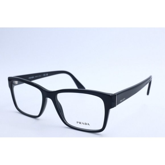 New Authentic Prada VPR 15V 1AB-1O1 Black Rectangle Eyeglasses Clear Lenses 55mm - Picture 1 of 5